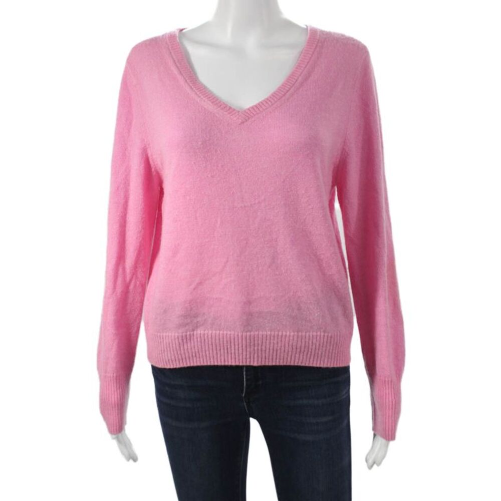 Roller Rabbit Womens Alpaca Pullover V-Neck Long Sleeve Pink Size M